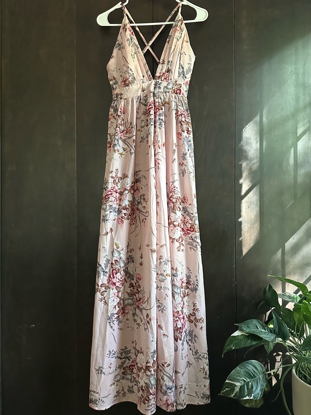 SHEIN Light Pink Floral Maxi Dress